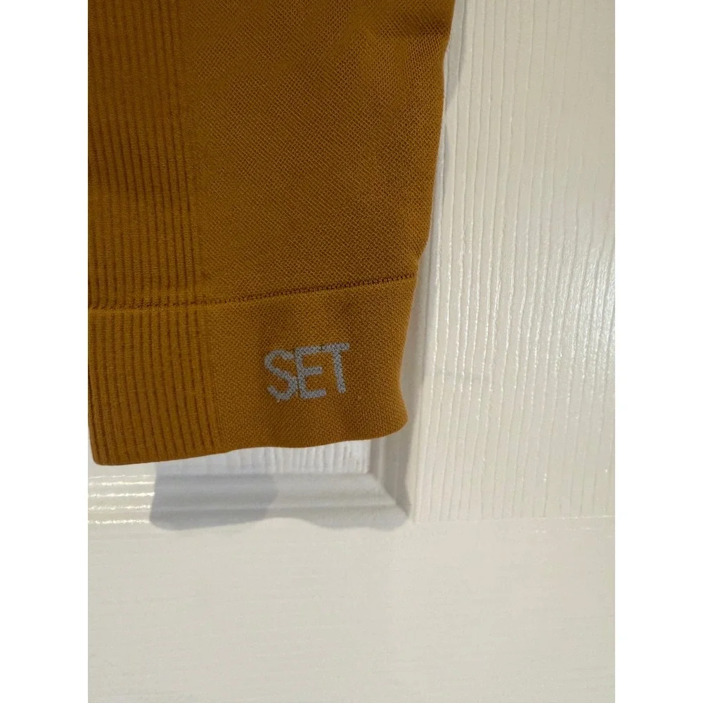 Set Active Sculptflex High Waisted Seamless Ribbed Leggings Mustard Yellow Small